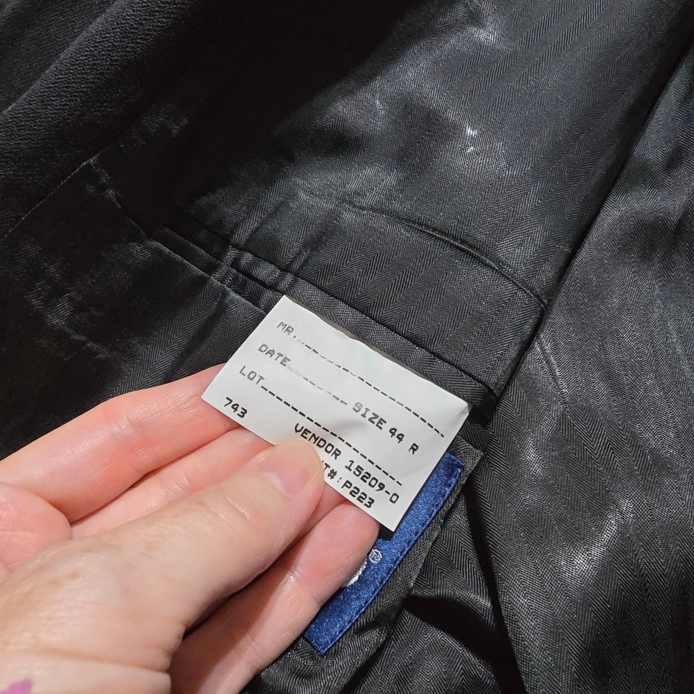 Stafford Blazer Mens 44R Black 100% Pure‎ New Wool 3 Button Sport Coat - Picture 10 of 13